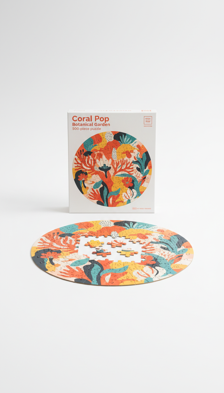 Coral Pop Botanical Garden 500-Piece Puzzle